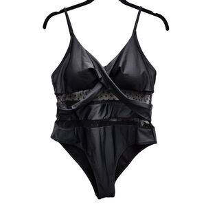 BMJL Swimwear One Piece Womens XL Black V-Neck Crisscross Front Tummy Control